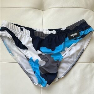MOSCHINO Men's Camouflage Swim Briefs - Blue and Gray